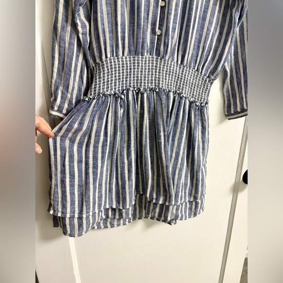Rails Jasmin Mini Dress Parisan Blue Size Medium Long sleeve Blue white tiered - Picture 4 of 13